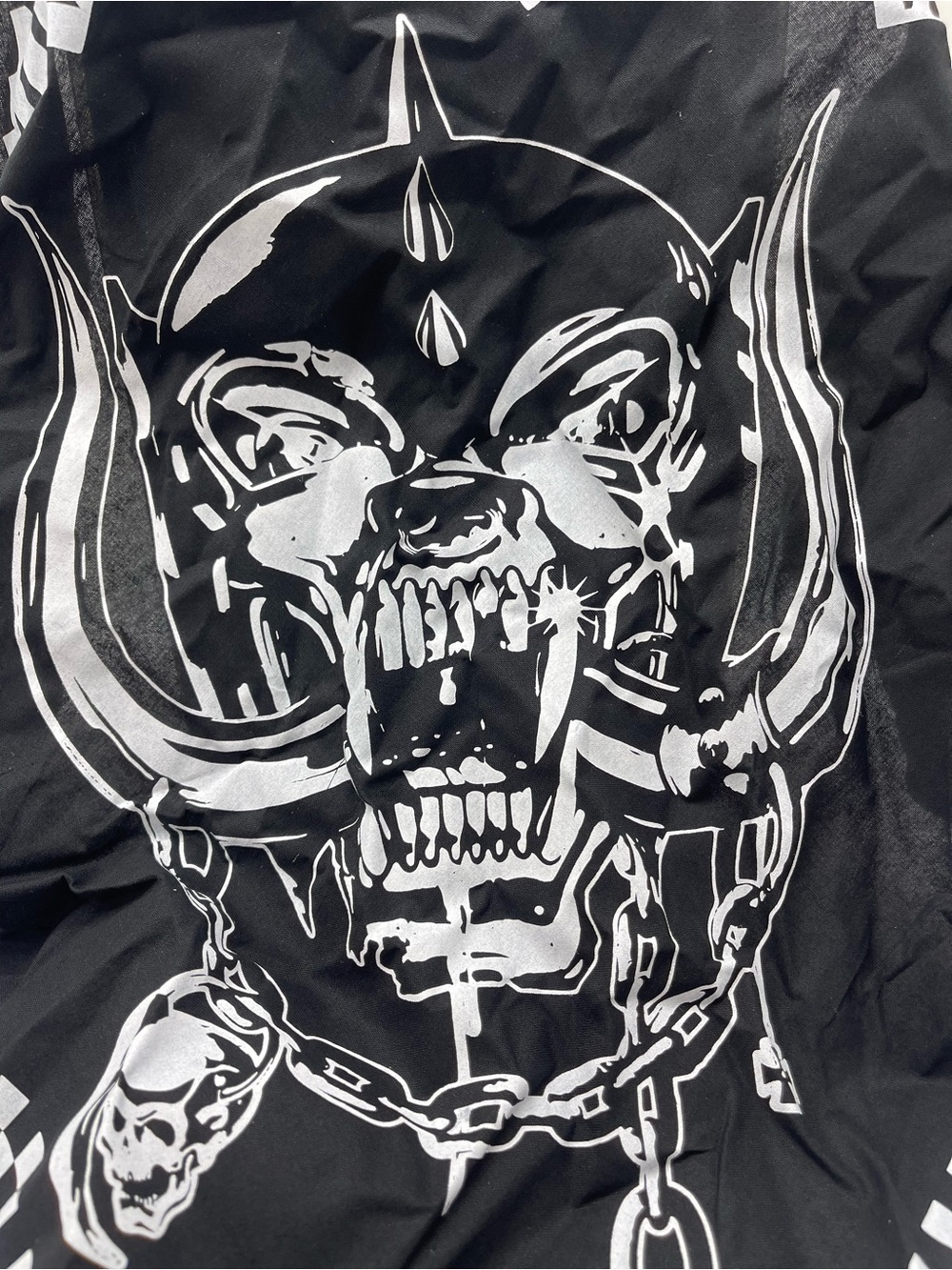 Vans MOTORHEAD Black Bandana Scarf with Silver Skull & Chain Graphic - Picture 12 of 12